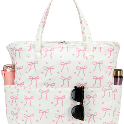 LEDAOU Large Beach Bag Women Waterproof Sandproof Zipper Beach Tote Pool Bag for Gym Grocery Travel with Wet Pocket