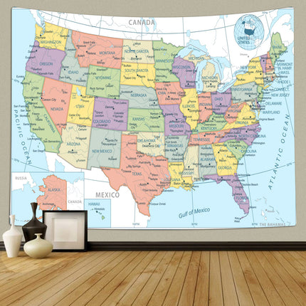TOMOZ United State Map Tapestry, US Maps Tapestries for Kids Student, Educational Tapestry Wall Hanging for Classroom Bedroom Living Room Dorm Decor 80 x 60Inch