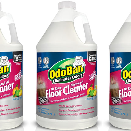 OdoBan Pet Solutions No Rinse Neutral pH Floor Cleaner Concentrate, Made in the USA, Splash O' Citrus Scent, 3 Gallons