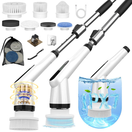 Dreazu Electric Spin Scrubber, 10-in-1 Shower Scrubber & Retractable Long Handle, 44 lbs High-Torque & Variable Speed Shower Cleaning Brush for Bathroom,Toilet, Bathtub, Kitchen, Tile Floors