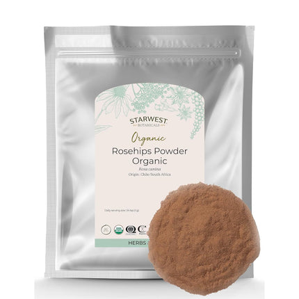 Starwest Botanicals Rosehips Powder Organic - Dried Herb for Tea & Baking, Finely Ground, Certified Kosher, Non-GMO - Bulk 1 lb Bag