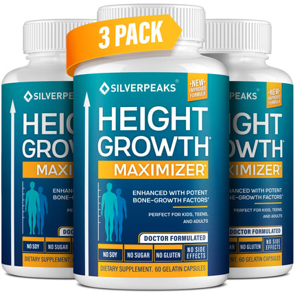Height Growth Maximizer - Natural Pills to Help You Grow Taller Made in USA with Calcium, Zinc, GABA & Vitamin D3 for Bone Strength, Joint Support* - Free of Hormone, 60 Count (Pack of 3)