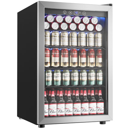 Icyglee 145 Can Mini Fridge, 4.5 Cu.Ft Beverage Refrigerator Cooler, Silver