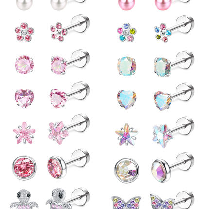 Hypoallergenic Screwback Earrings for Women Girls 20G Colorful