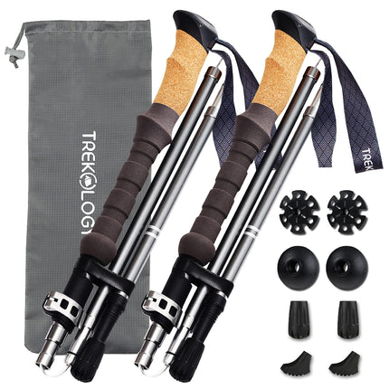 Trekology Trek-Z Cork Grip Collapsible Lightweight Hiking Trekking Poles