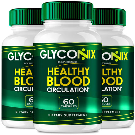 Glyconix Blood Optimizer Capsules, Official Glyconix Advanced Blood Formula Supplement Pills - Maximum Strength, All Natural Healthy Circulation & Stable Levels, Glyco Nix Health Reviews (3 Pack)
