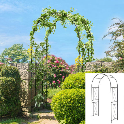 Moccha Garden Arch, 7.2Ft Metal Arbor for Climbing Plants, Vines, Roses, Outdoor Pergola Trellis with Stakes, Wide Garden Archway Arbor Trellis for Lawn Wedding