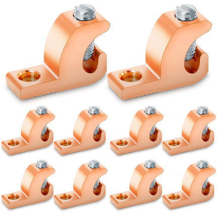 OHLECTRIC Lay-in Grounding Connectors (10-Pack) DB Direct Burial Pool Bonding Lugs, Copper Conductor Ground Wire Lugs for 4-14 AWG Wire Range, Conduits, Swimming Pools, Outdoor Electrical Grounding