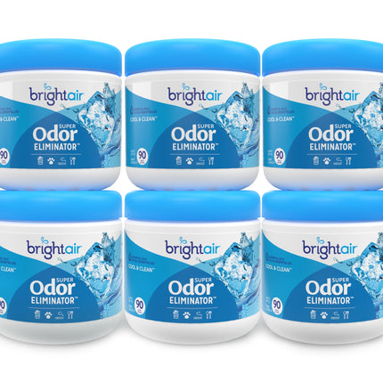 Bright Air 14 oz. Super Odor Eliminator, For Medium-Size Spaces, Cool & Clean Scent, Case of 6,Air Freshener, Natural Essential Oils, Lasts Up to 90 Days Each