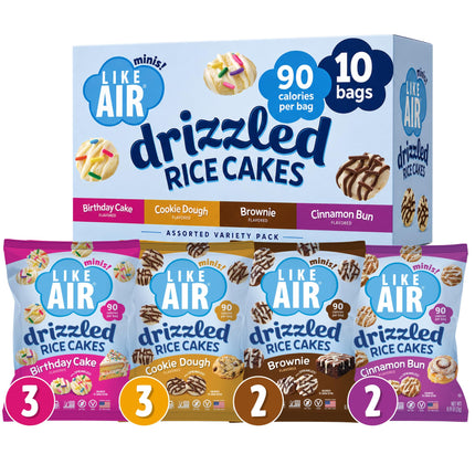 Like Air Drizzled Rice Cakes - 4 Flavor Variety Pack (10ct) Vegan/Nut-Free