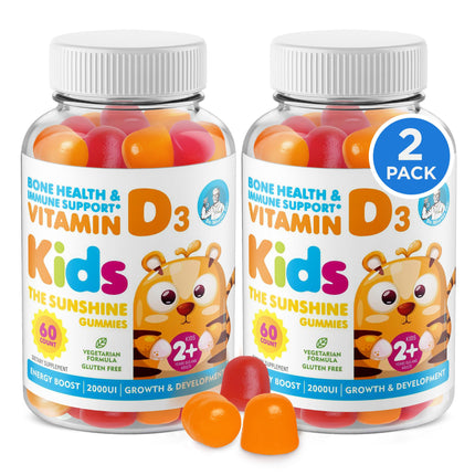 DR. MORITZ Vitamin D Gummies for Kids and Adults (2000 IU) - Chewable Kids Vitamin D Supplement for Immune Support - Vegetarian and Gelatin-Free, 2 Pack (120 Count)