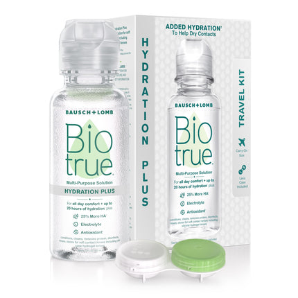 Biotrue Contact Lens Solution, Multi-Purpose Solution for Soft Contact Lenses, Lens Case Included, 2 FL OZ Travel Size