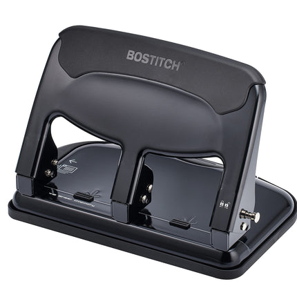 Bostitch Office EZ Squeeze Heavy Duty 3-Hole Punch for Home Office & School, 40-Sheet Capacity, One-Touch Reduced Force, Sleek Black Design