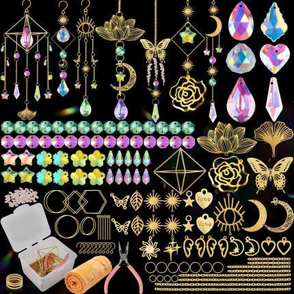 Ecoofor 407 pcs DIY Sun Catchers for Adults, DIY Suncatchers Making Kits,Hanging Decorative Suncatcher, Crystals Rainbow Maker for Indoor Home Decor