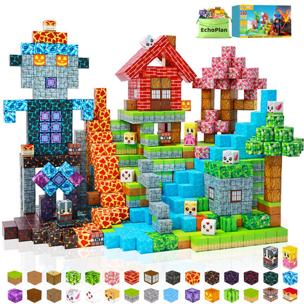 EchoPlan 150PCS Magnetic Blocks, Magnetic Building Blocks for Boys Girls