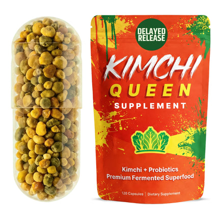 Premium Fermented Kimchi Supplement Capsules | Gut Health, Digestion, Debloat & Gut Balance Support | 5 Billion CFU Probiotics & Digestive Enzymes | Delayed Release Beadlets | 120 Vegan Capsules