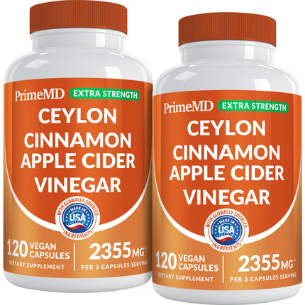 5-in-1 Ceylon Cinnamon Powder Extra Strength – Organic Ceylon Cinnamon Capsules with Turmeric, Apple Cider Vinegar, Korean Ginseng & BioPerine for Metabolism & Energy Support Pills (120 Ct, 2 Pack)
