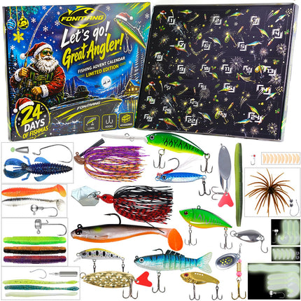 FONMANG Fishing Advent Calendar 2026, 24-Day Fishing Lures & Tackle Gift Box for Men, Teens, Boys and Anglers, Christmas Fishing Gift