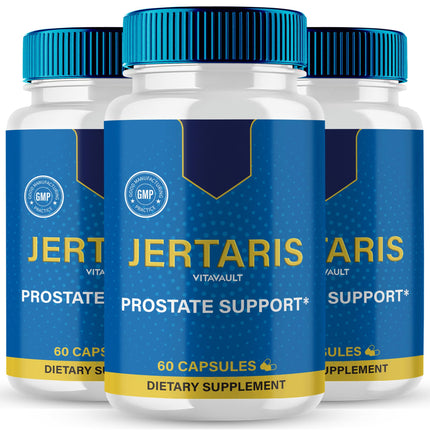 Vitavault Jertaris Capsules, Jertaris Prostate Health Supplement Pills - Extra Strength, Jertaris Supports Prostate Heath All Natural Formula, Jerta RIS Capsules, Jer Taris Reviews (3 Pack)