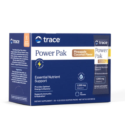 Trace Minerals | Power Pak Electrolyte + Immunity Boost Drink Packets | 1200 mg Vitamin C, Elderberry, Zinc, D3, B6, B12 | Immunity, Hydration | Kids & Adults (6.9 Ounce, Pineapple Coconaut)