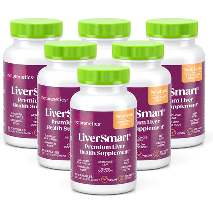 Naturenetics Milk Thistle Liver Cleanse & Support Supplement, 60 Capsules - 80% Silymarin Extract with Artichoke & Dandelion, Supports Liver Enzymes, Energy, & Digestion - Vegan, Gluten-Free, 6 Pack
