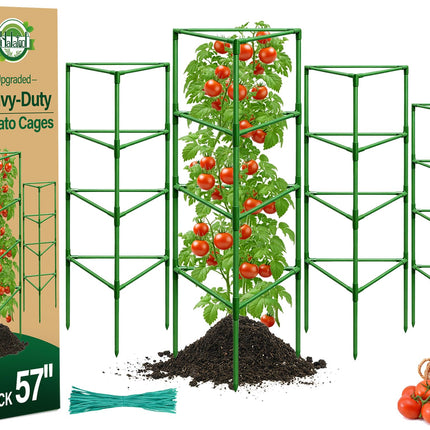 Halatool 57" Tall Tomato Cages, 4 Pack Heavy Duty Plant Support for Garden