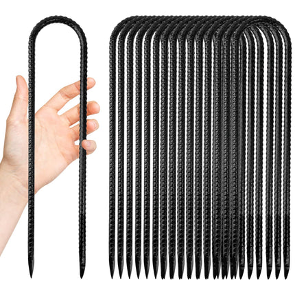 Anothera 16 Pack Steel Rebar Stakes, 12-Inch Heavy Duty U Hook Metal Stake