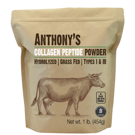 Anthony's Collagen Peptide Powder, 1 lb, Pure Hydrolyzed, Gluten Free, Keto and Paleo Friendly, Grass Fed, Unflavored, Non GMO