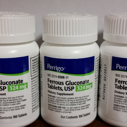 Ferrous Gluconate, 324mg, 100 Tablets, 3-Pack