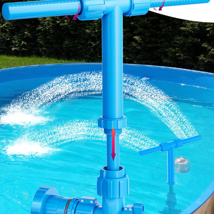 Pool Fountain, 2-in-1 Water Fountains with 360° Adjustable Dual Spray Retractable Height High-Pressure Waterfall Sprinkler for Above Ground/Inground Pool Accessories, Swimming Pool Spa Cooling, Blue