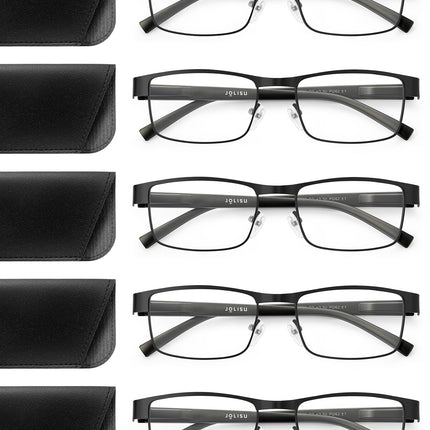 JOLISU 5PCS Reading Glasses Men - Blue Light Blocking Computer Metal Thin Frame Readers For Mens/Women （2.50）