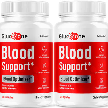 (2 Pack) GlucoZone Blood Support - GlucoZone Capsules Support Optimizer Supplement All Natural Advanced Formula, Pills Premium Vitamins for Health & Wellness, 120 Capsules for 2 Months