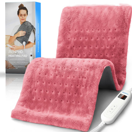 RENPHO Electric Heating pad for Back, Fathers Day Dad Gifts & Birthday Gifts for Women, Heating Pads for Neck and Shoulder, FSA Eligible HSA Store, Auto-Off, ETL Certified, Extra Large 12"x24" Pink