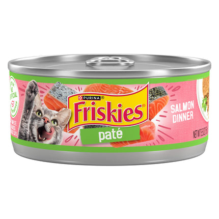 Purina Friskies Wet Cat Food Pate, Salmon Dinner, (24) 5.5 oz Cans