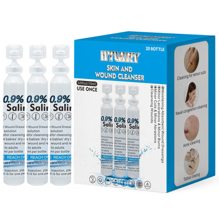 HTLARY 20 Pack Sterile Saline Solution for Wound Wash