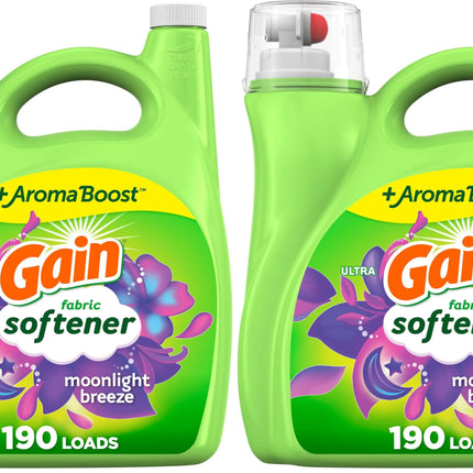 Gain Liquid Fabric Softener, Moonlight Breeze | 190 Loads | 140 fl oz | Pack of 2