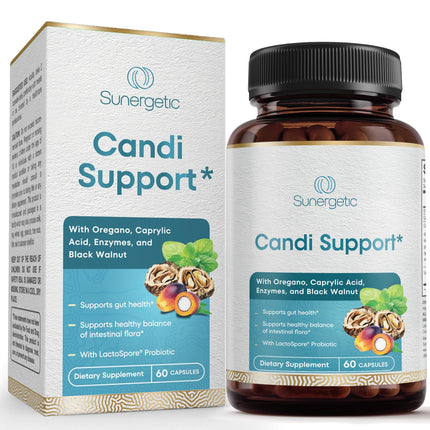 Premium Candida Cleanse Supplement – Candida Support Supplement with Oregano, Caprylic Acid, Black Walnut & Probiotics – Supports Gut Health, Digestion & Intestinal Flora - 60 Candi Support Capsules