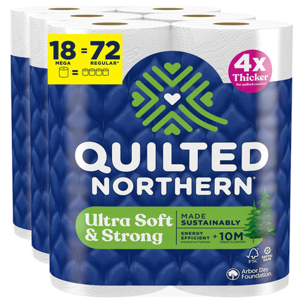 Quilted Northern Ultra Soft & Strong Toilet Paper, 18 Mega Rolls = 72 Regular Rolls, 4X Stronger*, Premium Soft Toilet Tissue
