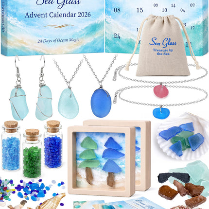 Sea Glass Advent Calendar 2026 for Women and Teen Girls, Jewelry DIY Craft