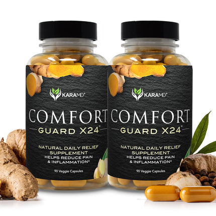KaraMD Comfort Guard X24 | Joint & Movement Support Supplement | Turmeric Curcumin, Boswellia & Ginger | Ease Muscle Discomfort & Joint Stiffness | Non-GMO, Gluten Free & Vegan Friendly (2 Pack)