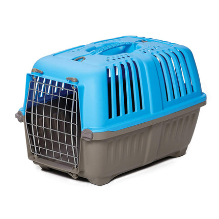 MidWest Homes for Pets Spree Travel Carrier – Hard-Sided Dog & Cat Carrier, Small Pet Travel Crate with Handle, Ventilated Design, Easy Assembly, 19-Inch, Blue