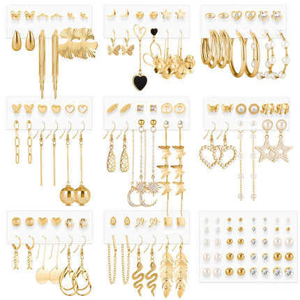 Funtopia Gold Dangle Earrings 68 Pairs Fashion Statement Earring for Women