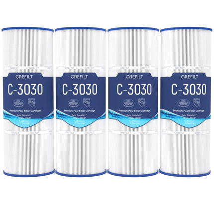 Grefilt C3030 Pool Filter Cartridges, Compatible with Hayward SwimClear C3030, C3020, C3025, Replace Hayward CX580XRE, Pleatco PA81, Unicel C-7483, 325 sq.ft, 4-Pack