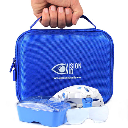 Vision Aid Expert Edition Magnifying Glasses with USB Rechargeable LED Light and Storage Case Hands Free Head Magnifier for Hobby Painting Close Work