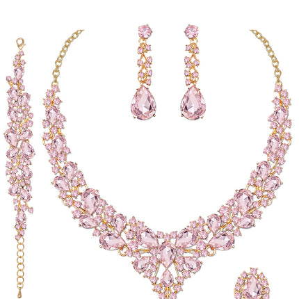 CSY Elegant Crystal Costume Jewelry Sets for Formal Events Gown Accessories