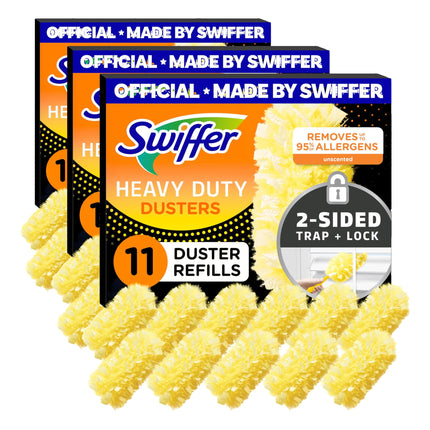 Swiffer Dusters Heavy Duty Multi-Surface Duster Refills for Cleaning, Unscented, 11 Count (Pack of 3)
