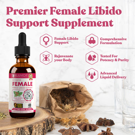 Rejuvica Health Activated Female - Advanced Female Libido Support Supplement - Liquid Delivery for Better Absorption - Maca, Horny Goat Weed, Damiana & More!
