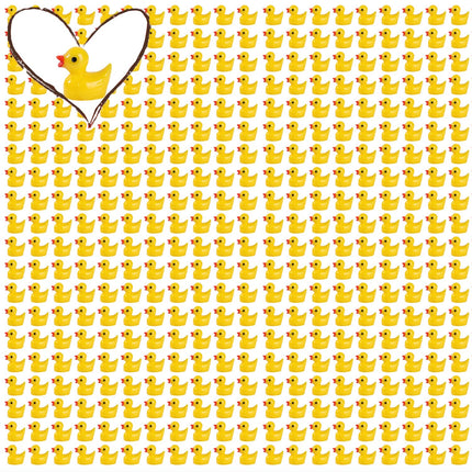 Pcxino 400 pcs Mini Resin Duck Bulk Tiny Duck Figures for Micro Fairy Garden Landscape Aquarium Decor (Yellow)