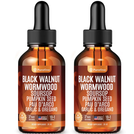 Wormwood Black Walnut Clove Cleanse Liquid Drops with SourSop, Pumpkin Seed, Pau D’Arco, Garlic & Oil of Oregano Hull Extract Herb Tincture Drops For Humans 98% Absorption Gut Digestive Health (2)