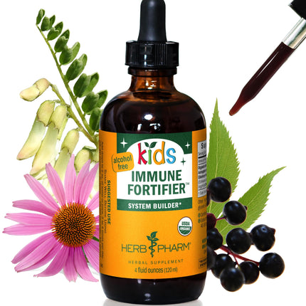 Herb Pharm Kids Immune Fortifier: Alcohol-Free Organic Immunity Supplement with Elderberry & Echinacea, Kids Immune Support | Fast Absorption, Liquid Wellness Formula, Up to 35 Week Supply, 4 oz*